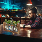 Terrarium Propagation Station, Skull Glass Vases, 3-Piece Set with Wood Stand