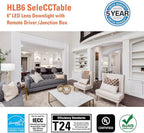 HALO HLB Recessed Lighting 6 Inch LED Thin Canless, Dimmable w/Selectable Color Temperatures - HLB6099FS1EMWR