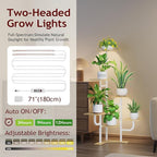 Corner Plant Stand with Grow Light - 6 Tier Plant Stand Indoor Square Metal Plant Shelf with Adjustable Light, Plant Organizer for Living Room, Graden, Home Decor (Maple)