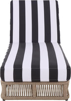 SAFAVIEH Outdoor Patio Furniture Collection - Gillian Heather Tan Rope Daybed, Black Stripe Cushion, Coastal Sunlounger, Fully Assembled (PAT7527E)