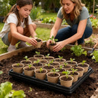 3.15 Inch Peat Pots 100 Pcs with 20 Cell Seedling Trays 5 Pcs, Biodegradable Seed Starter Pots with Drainage, Reusable Nursery Tray for Seed Starting Indoor Gardening Propagation Kit 5 Sets