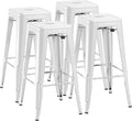 Furmax 30 Inch Metal Bar Stools Set of 4, Counter Height Backless Stools, Industrial Bar Chairs Patio Stool Stackable Backless Stool for Kitchen/Dining Room/Bistro Indoor Outdoor (Distressed White)