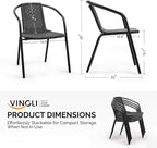 VINGLI PE Rattan Outdoor Dining Chairs Set of 4, Plastic Stackable Patio Chairs for Indoor, Porch, Restaurant, Garden, Black