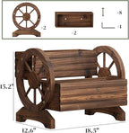 Wooden Wagon Planter Flower Cart with Wheels Garden Box Garden Planter, Decorative Planter for Flowers Herbs Vegetables for Indoor & Outdoor Décor Flower Cart for Patio Garden Balcony (Carbonized)