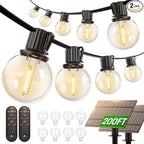 addlon 200FT(2 Pack*100FT) Solar String Lights Outdoor Waterproof with Remote, Dimmable Commercial Grade Solar Powered String Lights with 108 LED Bulbs, Hanging Light for Backyard Party Decor
