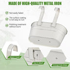 OBTANIM 4 Pack Metal Hanging Flower Pots Iron Railing Planter Outdoor Fence Hanging Pots Bucket Plant Holder with Detachable Hooks Drain Holes for Home Garden Yard Decor (White)