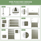 Casaphoria Metal Privacy Screen Outdoor, 72" H x 47" W Freestanding Decorative Privacy Screen for Patio Deck Balcony Garden with Stable Base, Grey-Square
