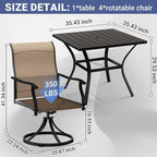LEVELEVE 5 Piece Outdoor Patio Dining Set with 4 Swivel Dining Chairs & 1 Large Round Dining Table,Bistro Furniture Set for Lawn, Garden, Deck, Backyard and Porch