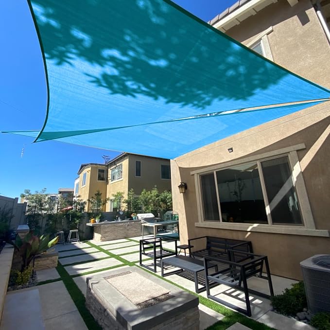 SUNLAX Sun Shade Sail 12' x 14' x 18.4' Turquoise Blue Rectangle Canopy Sail Shade Cover UV Block Permeable Sunshade Outdoor for Patio Backyard Deck Pergola (We Make Custom Size)