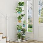 LINZINAR Plant Stand Metal Indoor Outdoor 8 Tier 9 Potted Multiple Flower Pot Holder Shelf Indoor Outdoor Planter Display Shelving Unit for Patio Garden Corner Balcony Living Room