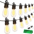 200FT Outdoor String Lights with 104 Shatterproof S14 Vintage Edison Bulbs E12 Sockets,2700K Dimmable Outdoor Lights,IP55 Waterproof LED String Lights for Outside, Patio, Garden, Backyard,Bistro