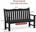 Stoog All-Weather 2-Person Outdoor Bench, 800 lbs Capacity HIPS Plastic Garden Bench for Patio, Backyard, Porch and Park, Never Fades & Rust-Proof, Black