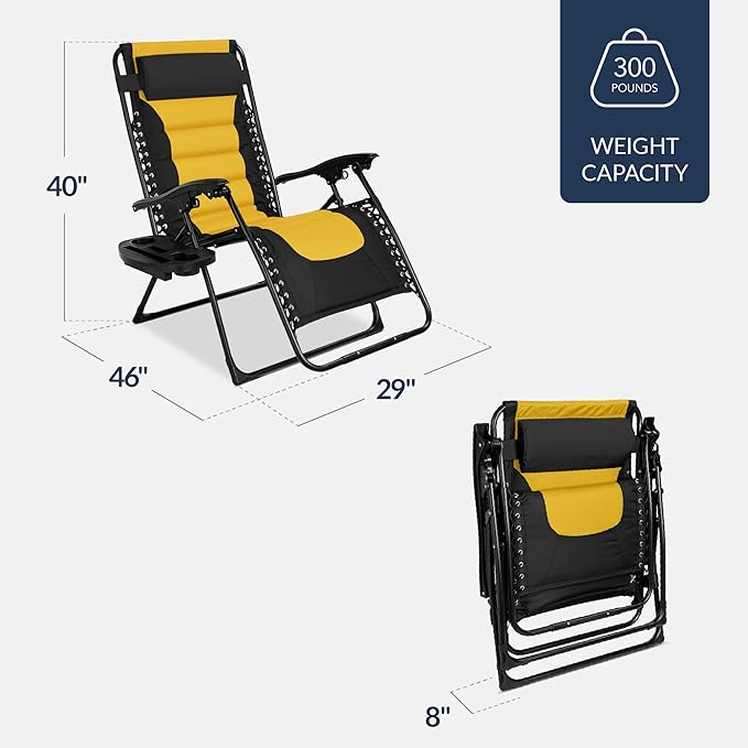 Oversized Padded Zero Gravity Chair – Black