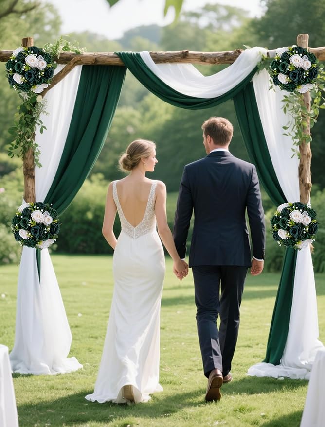 Artificial Flowers Silk Green Rose Ball Centerpieces for Tables