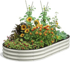 Galvanized Raised Garden Bed 8x4x1 FT, Oval Metal Raised Garden Bed Outdoor Planter Box with Open Bottom, Rust-Resistant Steel Garden Bed for Vegetables Herbs Flowers, Easy Assembly