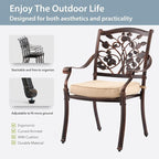 9-Piece Cast Aluminum Patio Furniture, Outdoor Dining Sets for 8 Include 87" Rectangular Patio Dining Table and 8 Stackable Chairs with Cushions & Umbrella Hole (Copper Red)