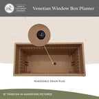 The HC Companies Venetian Window Planter Box w/Drain Plug - Long Planter Box for Windowsills, Balconies & More - Plastic Large Rectangular Planters for Herbs & Flowers (24" Warm Gray, Pack of 1)