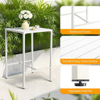 VINGLI 3-Piece Outdoor Bar Set, Aluminum Bar Height Table & 2 Chairs with Cushions, Counter Height Patio Furniture for Backyard, Poolside, Garden, Bistro, Indoor Outdoor Use (White)
