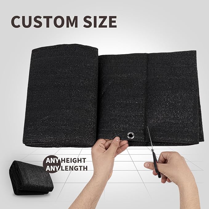 LOVE STORY Custom Size 3.3'x15' Black Balcony Privacy Screen,UV Block Privacy Fence Screen,90% Shield for Outdoor Pool Garden Apartment Railing