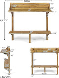 Bar Table for Balcony, 48-Inch Acacia Wood with Bottom Shelf