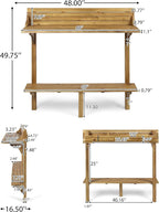 Bar Table for Balcony, 48-Inch Acacia Wood with Bottom Shelf