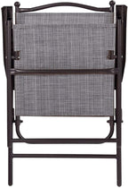 Giantex Set of 2 Patio Folding Chairs, Outdoor Patio Dining Chairs w/Armrest, Sling Back, Metal Frame, Outside Use for Lawn Camping Garden Pool Beach Yard Lounge, No Assembly, Grey