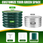 17" Tall Elevated Round Metal Rised Garden Bed- 2'x2' in Size and 0.8MM Thick Durable Planter Box for Vegetables Flowers Succulent at Patio/Garden Outdoor (Dark Green, 2FT Diameter)
