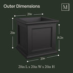 Mayne Fairfield 20-Inch Square Planter – Self-Watering, Weather-Resistant Planter for Flowers – Durable Outdoor Design for Patio, Porch, or Entryway, Espresso