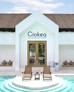 Ciokea Lounge Chair Outdoor, Oversized Chaise Lounge Chair with 5 Positions, HDPE, Patio Lounge Chair with Wheels & Cup Holder for Pool, Deck, Poolside, Teak