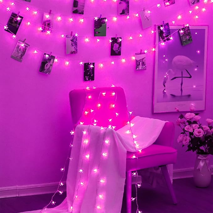 Indoor String Lights, 33 ft 100 LED Pink Cherry Blossom Flower Lights