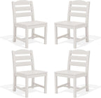 SERWALL Outdoor Dining Chairs Set of 4, All-Weather HDPE Patio Chair with 19.7" Widened Seat, for Backyard, Garden, White