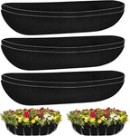 Riare 6 Pack 30 Inch Black Felt Window Box Liners- Fabric Trough Planter Basket Liners Replacement, Non-Woven Hanging Plant Liner for Wall Hanging Basket, Garden Fence Railing (Avoid Bird Nesting)
