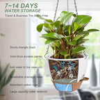 Hanging Planters for Indoor Outdoor Plants, 2 Pack Self Watering Hanging Pot with Drainage Holes & Removable Tray (White, 8'')