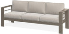 Wisteria Lane Patio Furniture Metal Sofa, Metal Outdoor Chairs with Upgraded Cushions, All-Weather Outdoor 3 Seats Sofa Couch for Balcony, Garden, Deck, Backyard, Khaki