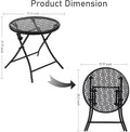 Side Table, Round Metal Folding Patio Table in Black, 17.7 Inch