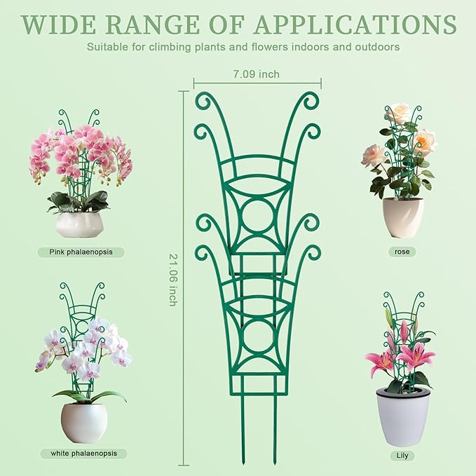 8 Pack Trellis for Potted Plants, Stackable Indoor Plant Trellis for Climbing Plants, Garden Trellis Outdoor for Flower Vine Lvy Hoya Houseplants Plant Support