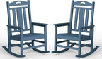Ciokea Oversized Outdoor Rocking Chairs Set of 2, 380lbs Heavy-Duty Large Patio Rocker, High Back Cozy Porch Chairs, Weather Resistant Patio Rocking Chairs for Outside, Fire Pit, Deck, Slate Blue