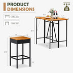 Devoko Patio Bar Set 5 Pieces Acacia Wood Patio High Top Bar Table and Stools Chairs Set Foldable Outdoor Bar Stools Set of 2 for Garden, Balcony