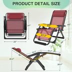 Suteck Oversized Zero Gravity Chair,33In XXL Outdoor Recliner Chair w/Removable Cushion&Headrest, Camping Lounge Chair w/Upgraded Lock&Footrest, Reclining Patio Chairs for Indoor Outdoor,500LBS