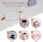 HALO HLB 6 in LED Recessed Lighting Canless Dimmable Wet Location Selectable Lumens and Selectable Color 27/30/35/40/5000K 6 Pack Indoor Outdoor Soffit Ceiling Light HLB6LSFS5-6PK