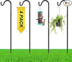 4 Pcs 45 Inch Shepherds Hook for Outdoor Adjustable Bird Feeder Pole Metal Steel Shepard Hooks for Hummingbird Stand Feeder Pole for Garden Plant, Lantern, Hanging Wedding Decor