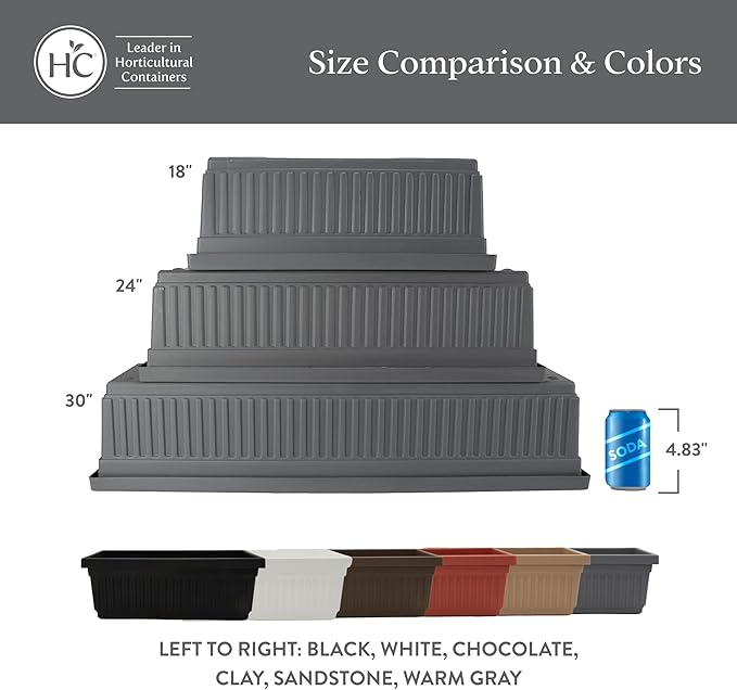 The HC Companies 30 Inch Venetian Window Planter Box with Drainage Plug, Lightweight UV-Resistant Plastic Indoor & Outdoor Planters, 2-Pack Flower Box for Garden & Home Decor, White