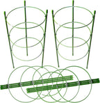 LEOBRO 4 PCS Plant Support Cages, Tomato Cages, Metal Garden Plant Support Ring, Plant Trellis, Plant Stakes for Tomato, Climbing Plant, Flower, Seedlings, 17.7" High, 7.1"/7.87"/8.66" Inner Diameter
