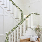 Artificial Eucalyptus Garland 2-Pack, White Roses and Green Leaves