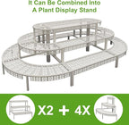 aboxoo 3 Tier Plant Stand Semi-Circular Flower Pot Organizer Rack Quarter Round Plant Display Holder Outdoor Storage Shelves Metal Corner Shelf Planter Shelving Ladder Plant Stand for Indoor