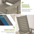 GREENVINES Outdoor Rocking Chairs | Set of 4 | Porch Rocker | HDPE Plastic | Wood Grain | Oversized Rockers | High Back | Big & Tall | Ladder Back | Desert Brown | for Patio Outside