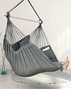 XXL Hammock Chair Hanging Rope Swing with 2 Cushions - Max 500lbs-Perfect for Patio, Porch, Bedroom, Backyard, Indoor or Outdoor - Includes Hanging Hardware Kits