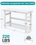 SERWALL 41" Outdoor Bar Table, HDPE Patio Bar Counter Height Table, All Weather Adirondack Outdoor Bar Height Table, Rectangle Patio Bar Table for Outside, Garden, Backyard, Balcony, Poolside, White