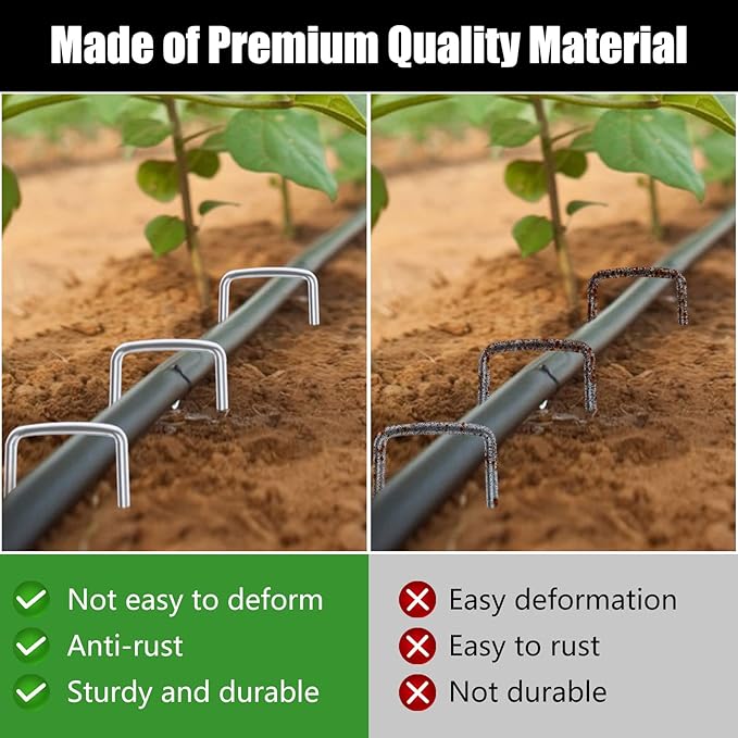 FEED GARDEN 6 Inch 50 Pack Hot-dip Galvanized Landscape Staples Plant Cover Spikes 11 Gauge Tent Stakes Garden Stakes Landscaping Fabric SOD Pins Yard Pins for Decoration Weed Barrier Fabric