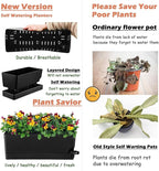 Self Watering Pots for Indoor Plants 17 Inches Window Boxes Planters Rectangular Flower Pots Rectangle Herb Pots Large Plant Pots with Drainage Holes and Saucers Windowsill Planter (2, Black)